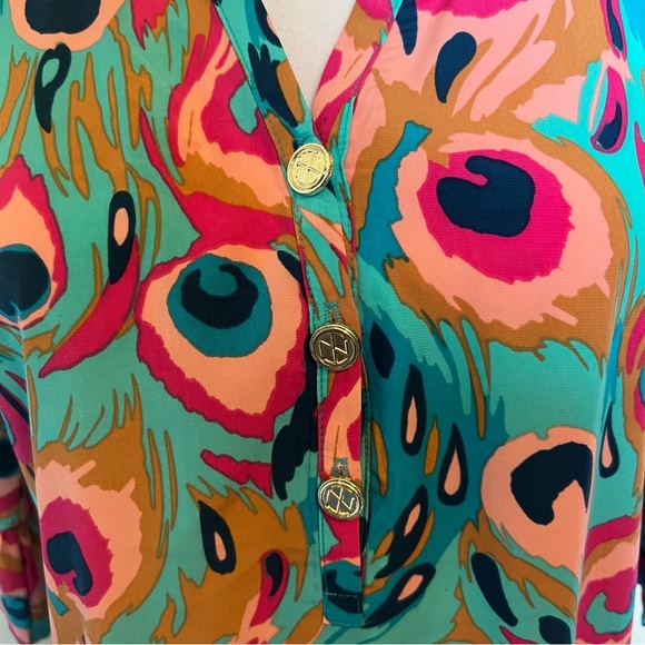 Tracy Negoshain green peacock pattern dress. Size medium - Picture 4 of 8